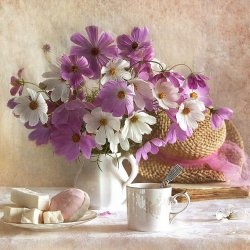 Картины мозаикой Molly арт.KM0686 Летнее чаепитие (28 цветов) 30х30 см