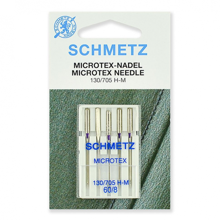 Иглы для бытовых швейных машин Schmetz микротекс (особо острые) 130/705H-M №60, уп.5 игл