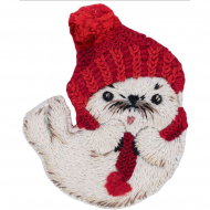 Набор для вышивания PANNA Живая картина арт. JK-2222 Брошь. Белёк в шапочке 5х6 см