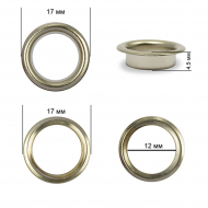 Люверсы сталь TBY.2092 №26 (? 12мм, h 4,5мм) цв. никель уп. 250шт