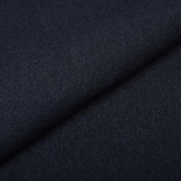 Ткань трикотаж Футер 3х нитка начес хлопок 320г пенье 185см синий меланж уп.6м