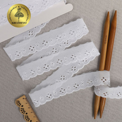 Кружево шитье KRUZHEVO арт.ТСВ-20S17 шир.2,8см цв.001 белый, уп.2,5м