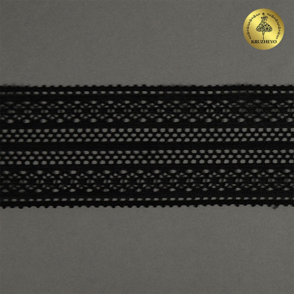 Кружево-стрейч KRUZHEVO арт.TBY.8035 шир.50мм цв.02 черный уп.10м