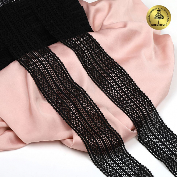Кружево-стрейч KRUZHEVO арт.TBY.8035 шир.50мм цв.02 черный уп.10м