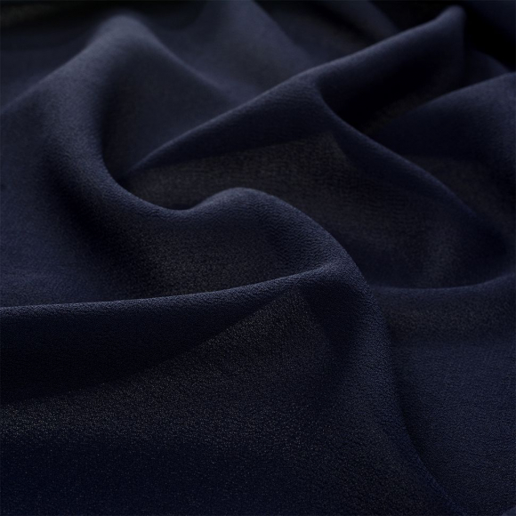 Ткань креп-шифон арт.TBY.8021-206 плот.105г/м2 100% ПЭ шир. 150см цв.206 т.синий уп.1м