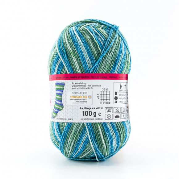 188234_Пряжа Fortissima Cotton Stretch 4-Fach Fancy Jeans, 41% шерсть, 39% хлопок, 460 м, 100 г