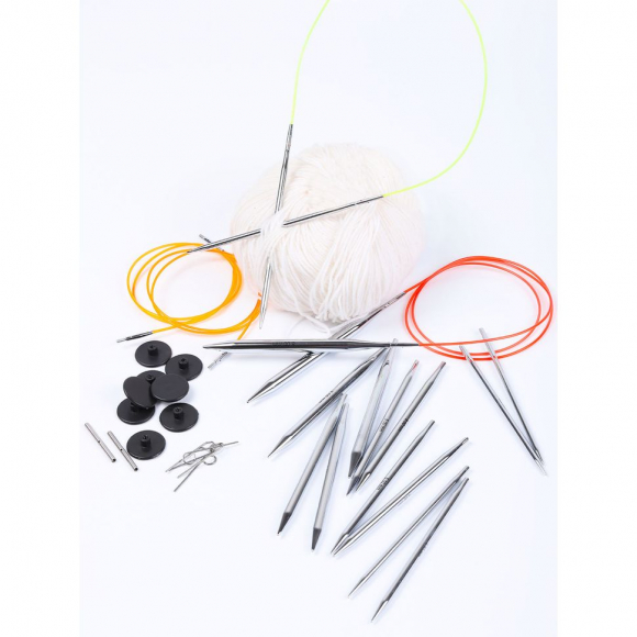 10613 Knit Pro Набор Deluxe Set  съемных спиц для вязания Nova Metal никелированная латунь, серебристый, 8 видов спиц в наборе