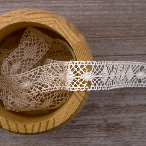 157190_Мерсеризованное хлопковое кружево, 19 мм, белый 157190_Мерсеризованное хлопковое кружево, 19 мм, белый