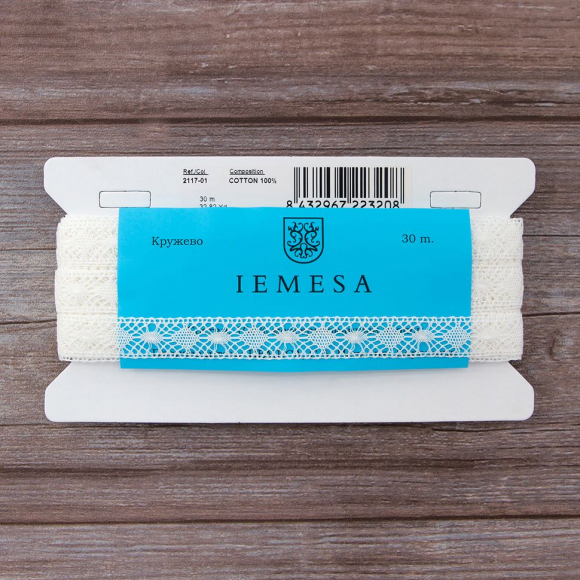 157190_Мерсеризованное хлопковое кружево, 19 мм, белый 157190_Мерсеризованное хлопковое кружево, 19 мм, белый