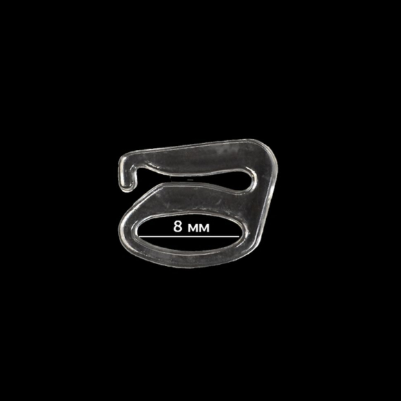 Крючок для бюстгальтера пластик TBY-12683 d8мм, цв.прозрачный, уп.100шт