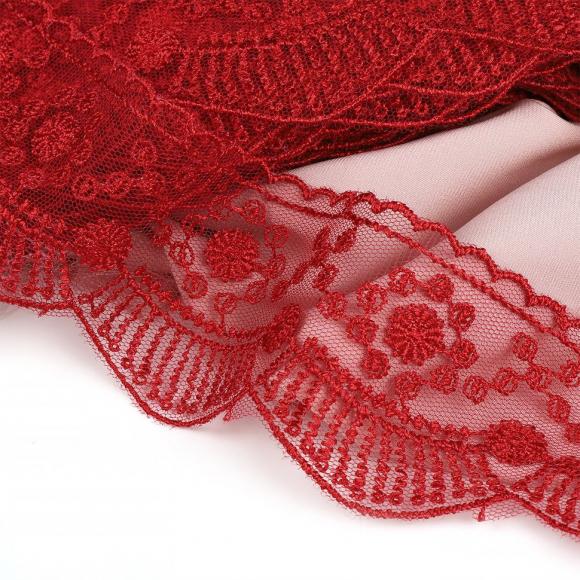 Кружево на жесткой сетке Exclusive арт.TBY J2052W-2 шир.55мм цв.R2915 т.красный уп.13,71м