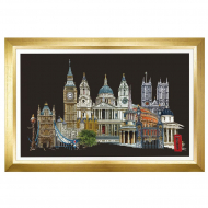 62564_Набор для вышивания "Лондон", канва аида (черная) 18 ct