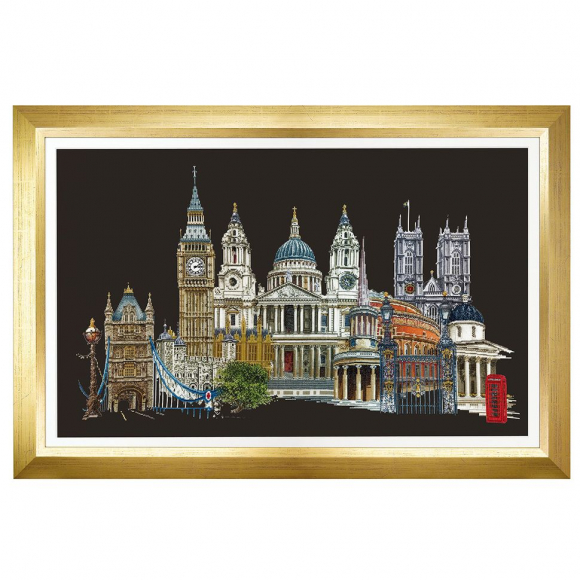 62564_Набор для вышивания "Лондон", канва аида (черная) 18 ct