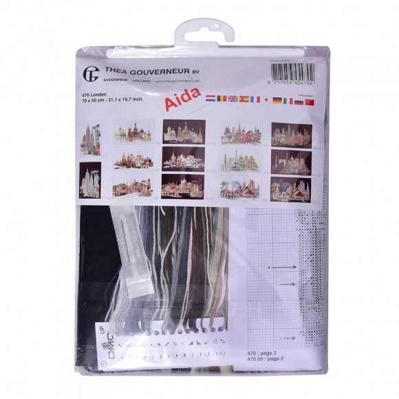 62564_Набор для вышивания "Лондон", канва аида (черная) 18 ct