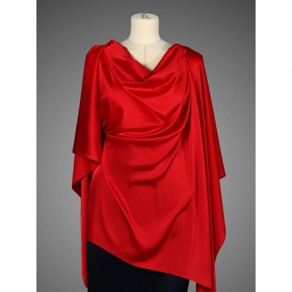 Ткань шелк Армани 90г/м? 97% ПЭ 3% Спандекс шир.150см арт.TBYArm-109 цв.109 красный рул.25м