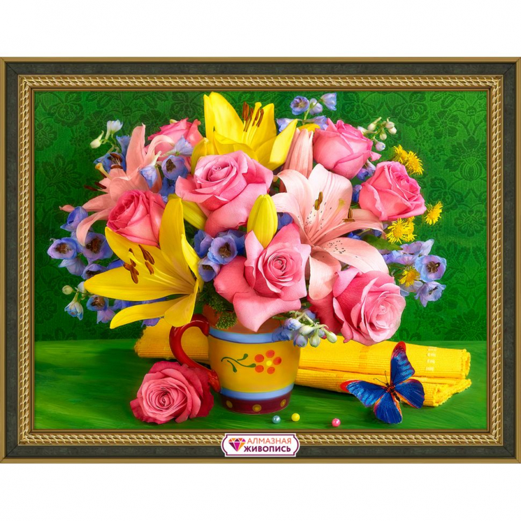 Набор для изготовления картин АЛМАЗНАЯ ЖИВОПИСЬ арт.АЖ.1875 Пышный букет 40х30 см