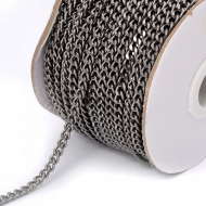 Цепочка 6х4х1,2мм, TBY-1943-5 металл цв.черный рул.25м