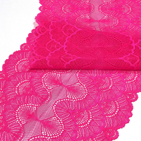 Кружево-стрейч KRUZHEVO арт.TBY.8034 шир.195мм цв.A1402 розовый неон уп.3м Кружево-стрейч KRUZHEVO арт.TBY.8034 шир.195мм цв.A1402 розовый неон уп.3м
