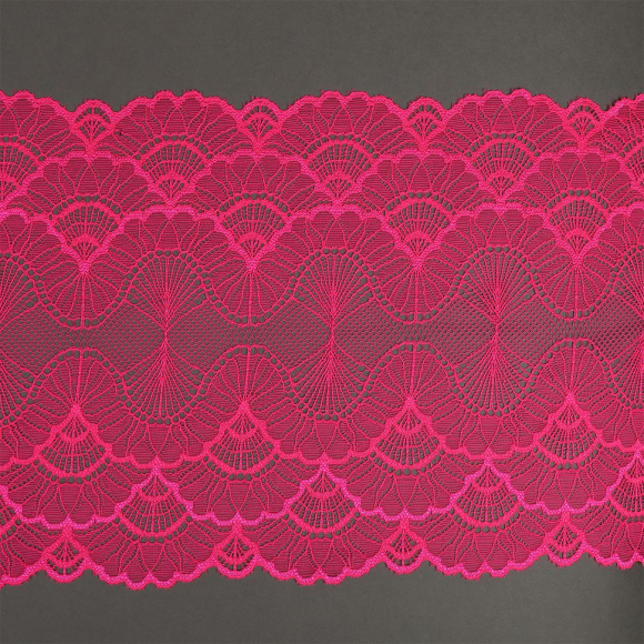 Кружево-стрейч KRUZHEVO арт.TBY.8034 шир.195мм цв.A1402 розовый неон уп.3м Кружево-стрейч KRUZHEVO арт.TBY.8034 шир.195мм цв.A1402 розовый неон уп.3м