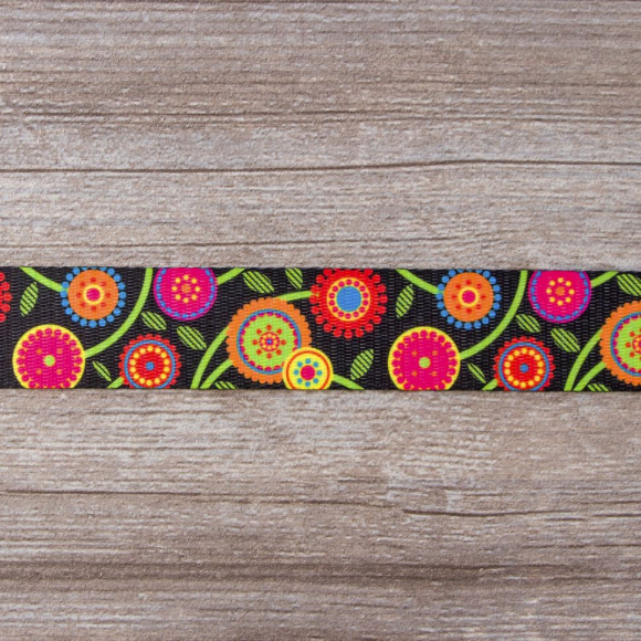 109288_Тесьма ременная декоративная, 30 мм, цвет черный с узором, 10 м