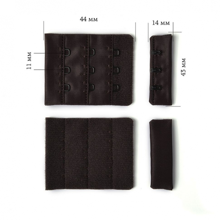 Застежка с крючками 3х3 для бюстгальтера ARTA.F.2588 4,4см цв.111 шоколадно-коричневый уп.10шт