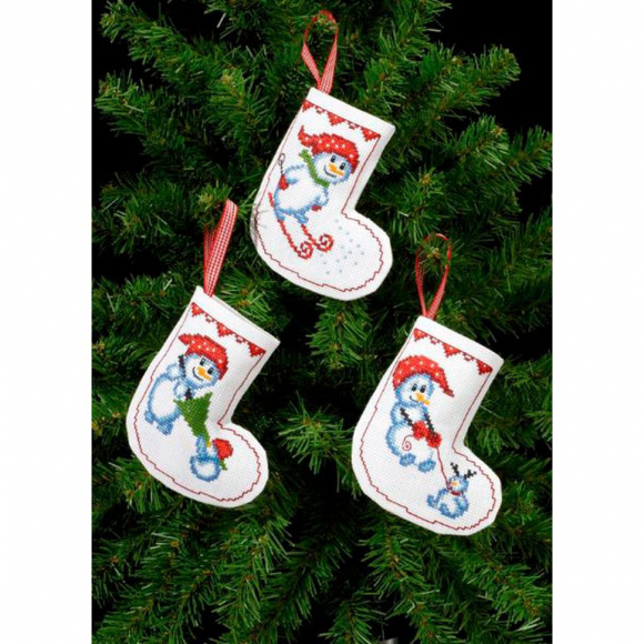 Набор для вышивания PERMIN арт.21-7244 Сапожок для подарков Рождественские носки 11х12 см