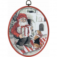 Набор для вышивания PERMIN арт.92-0620 Санта и пёс 20х26 см