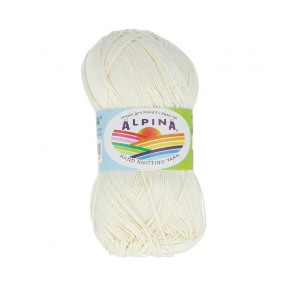 Пряжа ALPINA XENIA (100% мерсеризованный хлопок) 10х50г/240м цв.037 молочный Пряжа ALPINA XENIA (100% мерсеризованный хлопок) 10х50г/240м цв.037 молочный