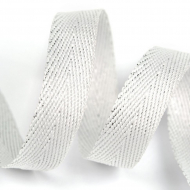 Тесьма киперная металлизированная 13 мм 90370 цв.белый с серебром уп.50м