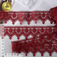 Кружево гипюр KRUZHEVO арт.TR.4G8596B шир.45мм цв.07 бордо уп.9м