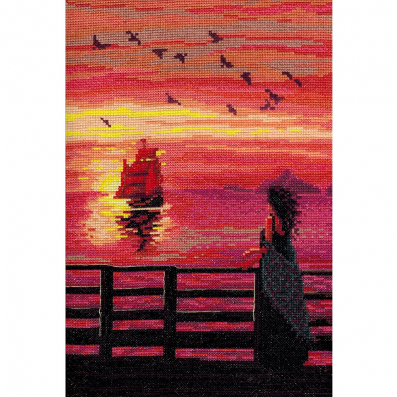 Набор для вышивания мулине НИТЕКС арт.0272 Алые паруса 20х30 см