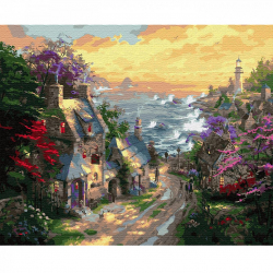Картины по номерам Molly арт.KH0650 Деревня у берега моря (28 цветов) 40х50 см