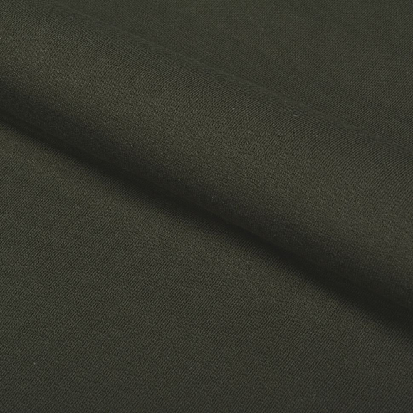 Ткань трикотаж Футер 2х нитка начес хлопок 190г опененд 100+100 хаки 19-0415 пач.20-25кг