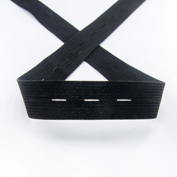 162441_Эластичная лента с прорезными петлями SPIRAL (SAFISA), 20 мм, цвет 01, черный