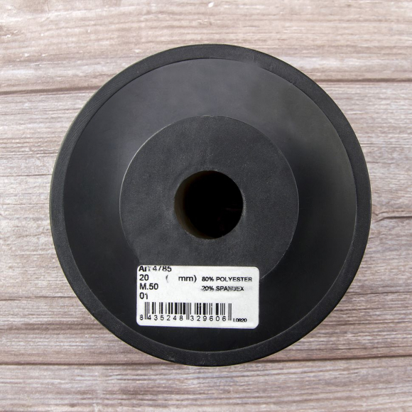 162441_Эластичная лента с прорезными петлями SPIRAL (SAFISA), 20 мм, цвет 01, черный