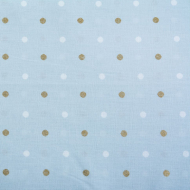 Ткань ранфорс с глитером Бусинки, арт.WH 20557-v02, 130г/м?,100% хлопок, шир.240см, цв.голубой/золото, уп.3м