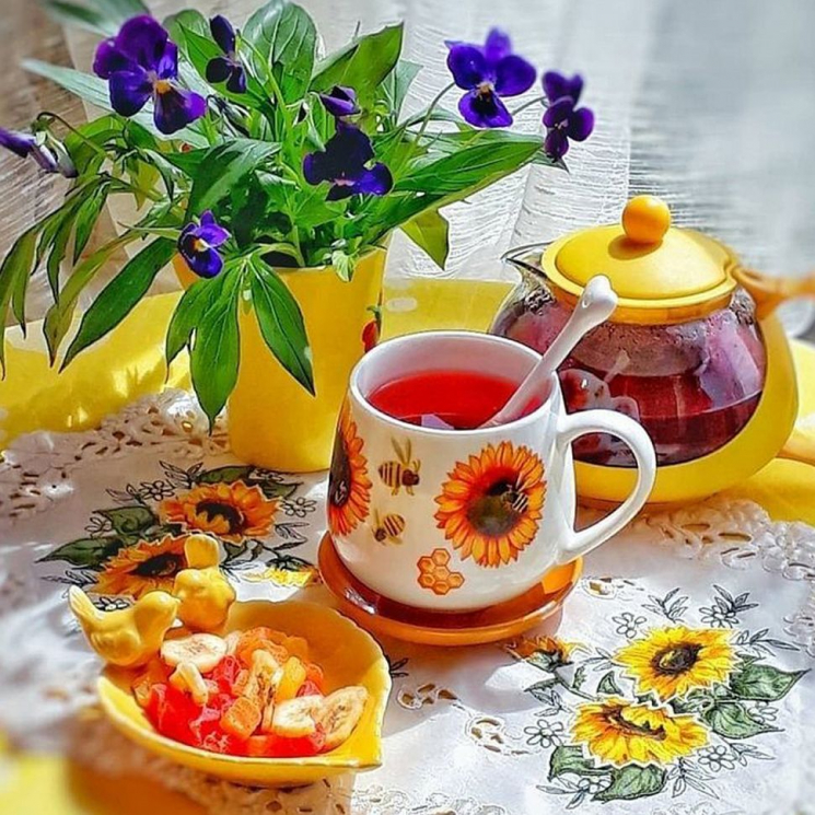 Картины мозаикой Molly арт.KM0687 Чайный натюрморт (28 цветов) 30х30 см