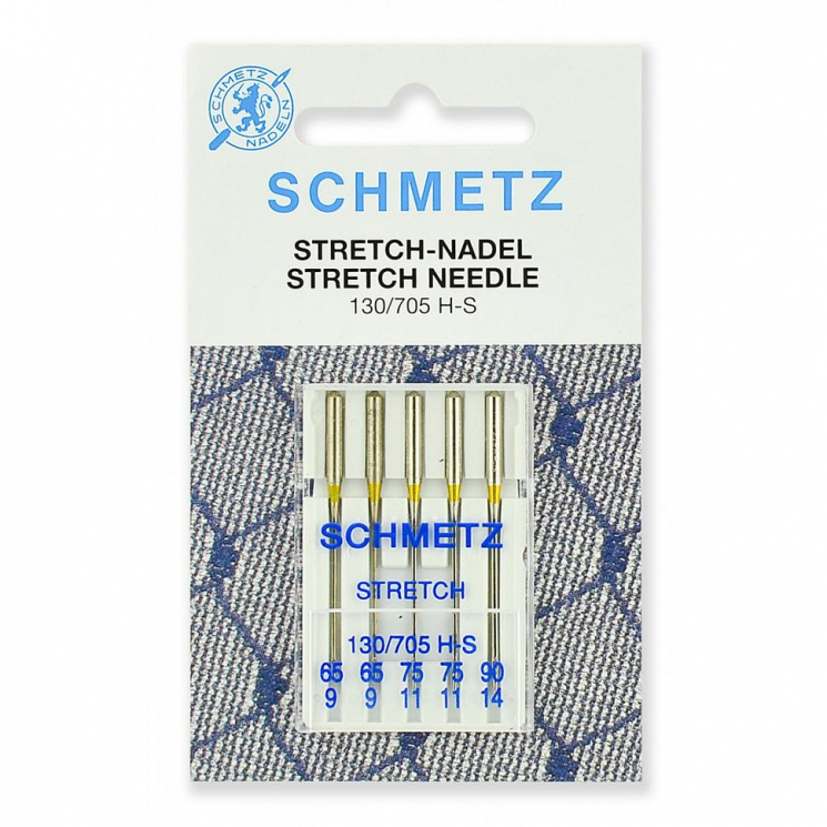 Иглы для бытовых швейных машин Schmetz стрейч 130/705H-S №65 (2) 75(2), 90(1) уп.5 игл