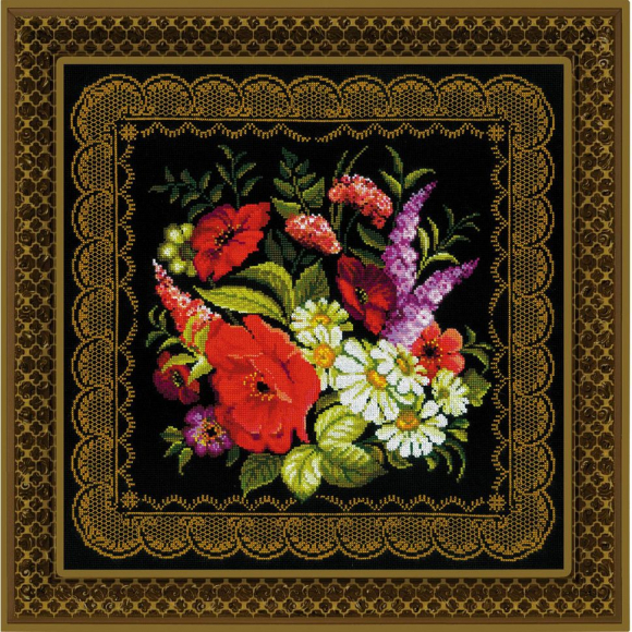 Набор для вышивания РИОЛИС арт.1642 Подушка/панно Жостовская роспись 40х40 см