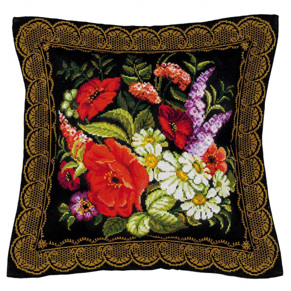 Набор для вышивания РИОЛИС арт.1642 Подушка/панно Жостовская роспись 40х40 см