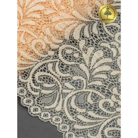 Кружево-стрейч KRUZHEVO арт.TBY 8012 шир.180мм цв.126 бежевый песочный уп.20м Кружево-стрейч KRUZHEVO арт.TBY 8012 шир.180мм цв.126 бежевый песочный уп.20м