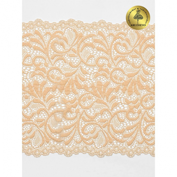 Кружево-стрейч KRUZHEVO арт.TBY 8012 шир.180мм цв.126 бежевый песочный уп.20м Кружево-стрейч KRUZHEVO арт.TBY 8012 шир.180мм цв.126 бежевый песочный уп.20м