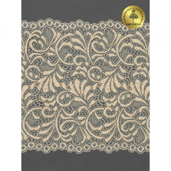 Кружево-стрейч KRUZHEVO арт.TBY 8012 шир.180мм цв.126 бежевый песочный уп.20м Кружево-стрейч KRUZHEVO арт.TBY 8012 шир.180мм цв.126 бежевый песочный уп.20м