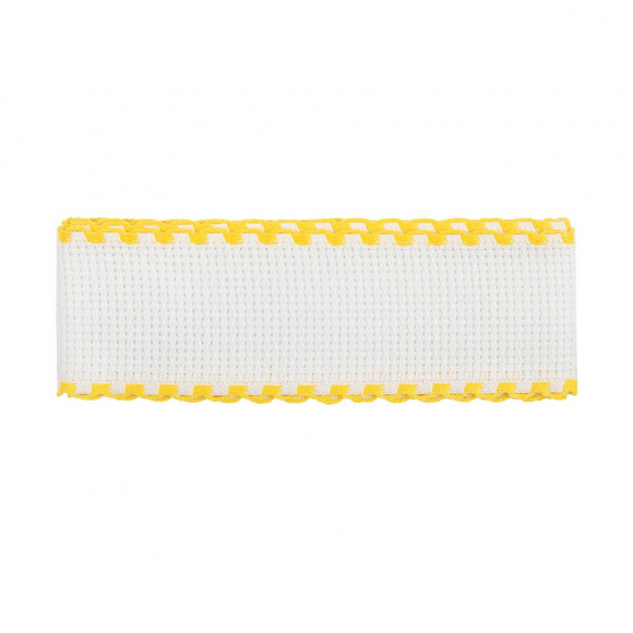 Канва Gamma KT-35 лента Aida №14 100% хлопок 35мм х 25м цв.белый, желтый