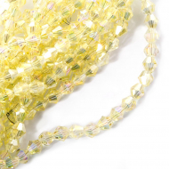 Бусины граненые Биконус (стекло) на нитях арт.TBY-K-2  8х8мм отвер.1,8мм цв.92 прозрачный мульти уп.50х40 бусин