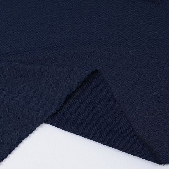 Ткань трикотаж Футер 2х нитка петля 100%пэ 220г 165см S058 т.синий рул.35м