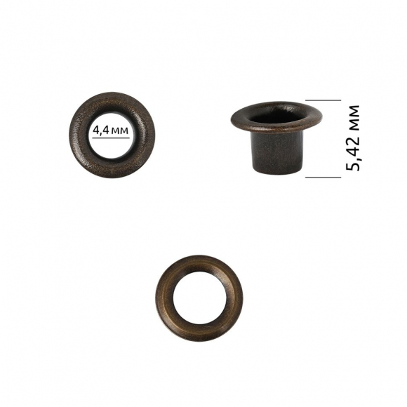 Люверсы сталь New Star №2 (? 4,4мм, h 5,42мм) цв.антик уп.500шт