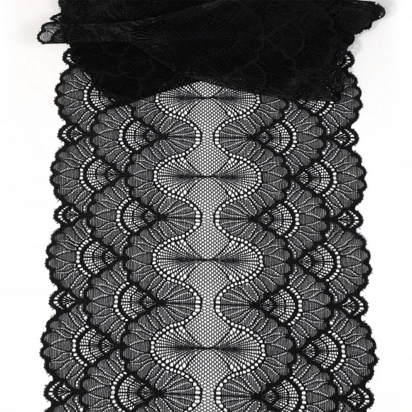 Кружево-стрейч KRUZHEVO арт.TBY.8034 шир.195мм цв.02 черный уп.18м