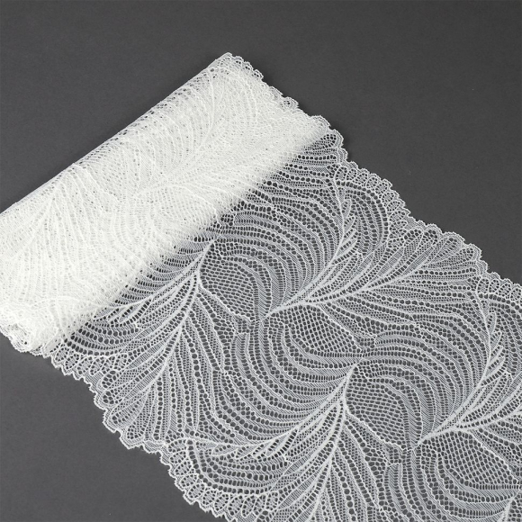 Кружево-стрейч KRUZHEVO арт.TBY.3517 шир.215мм цв.004 белый уп.18м