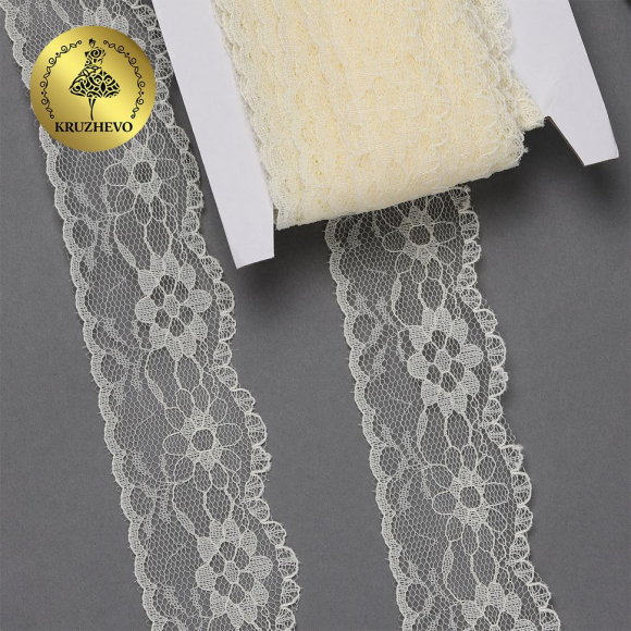 Кружево-трикотаж KRUZHEVO арт.TBY 1664 шир.40мм цв.02 молочный, уп.27,4м